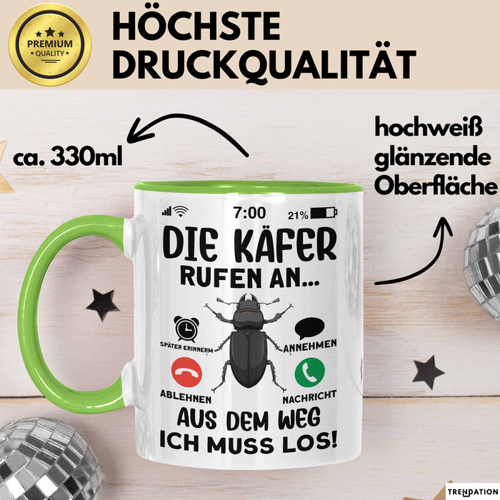 Käfer Liebhaber Tasse Geschenk Die Käfer Rufen An Geschenkidee Becher Grün Trendation