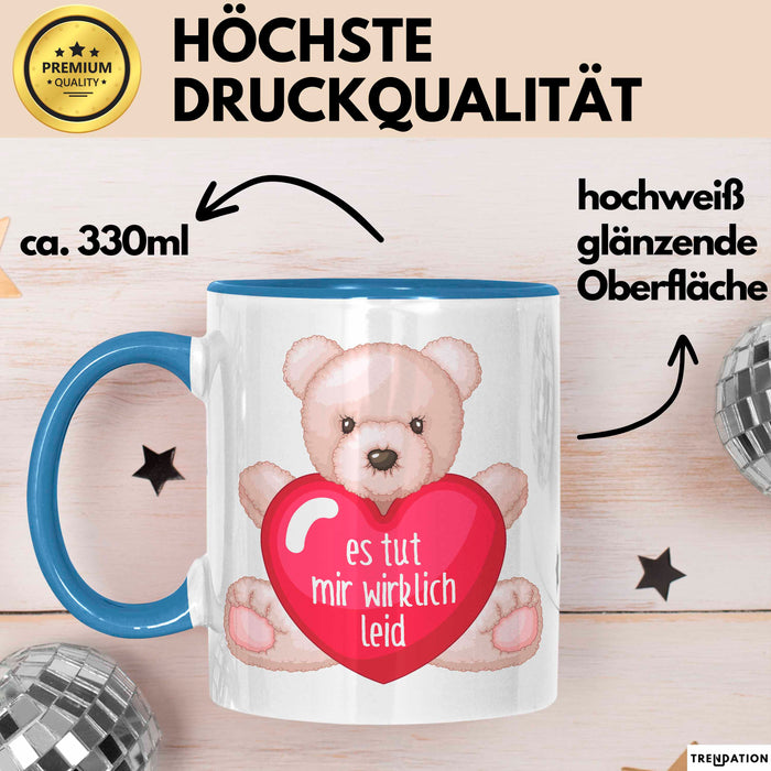 Entschuldigung Tasse Es Tur Mir Wirklich Leid Geschenkidee Sorry Becher Blau Trendation