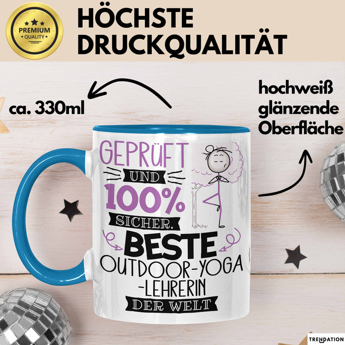Beste Outdoor-Yoga-Lehrerin Der Welt Tasse Geschenk für Eine Outdoor-Yoga-Lehrerin Geprüft Und Sicher Geschenkidee Geburtstag Weihnachten Blau Trendation