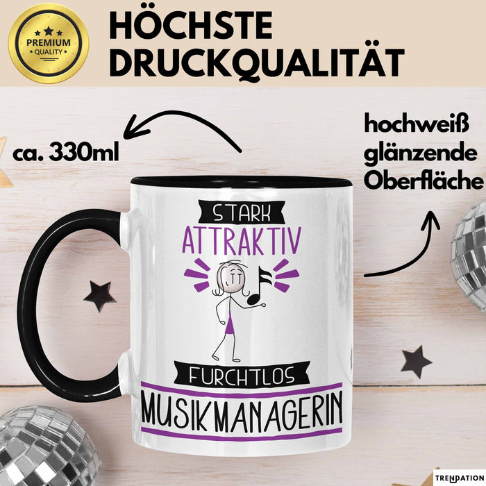 Musikmanagerin Tasse Geschenk Becher Stark Attraktiv Furchtlos Musikmanagerin Lustige Geschenkidee Trendation