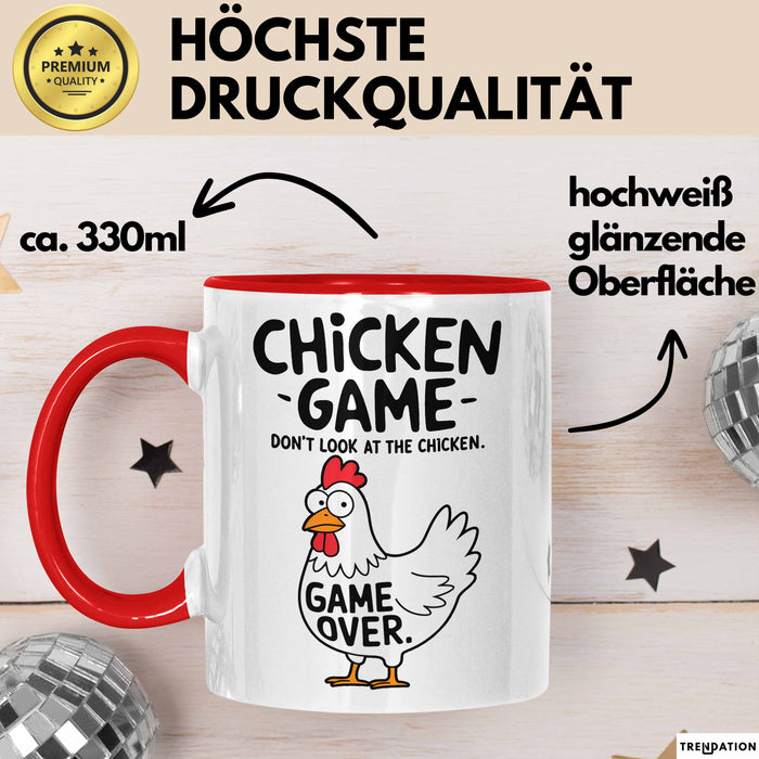 Sarkistisches Huhn Tasse Geschenk Lustige Geschenkidee Spruch Hühnerspiel Schau Nicht Auf Das Huhn Rot Trendation