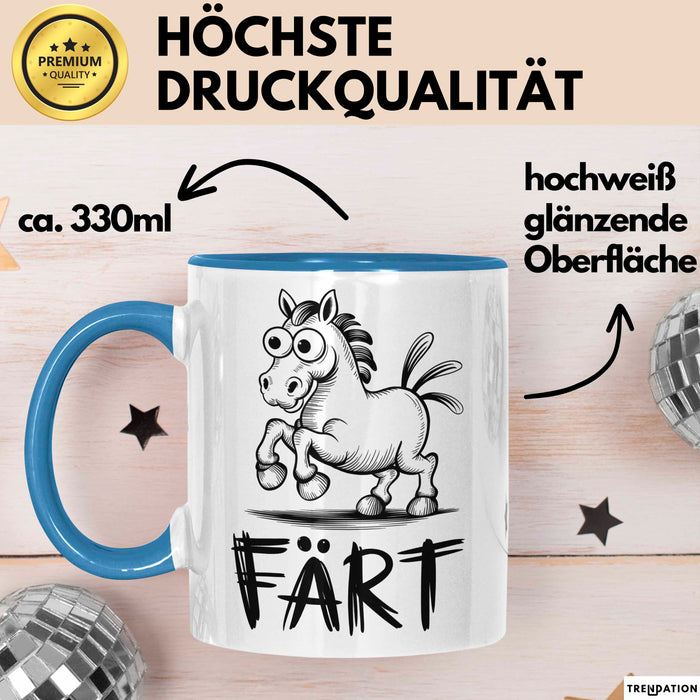 Pferde Tierliebhaber Tasse Geschenk Lustige Geschenkidee Spruch Färt Blau Trendation