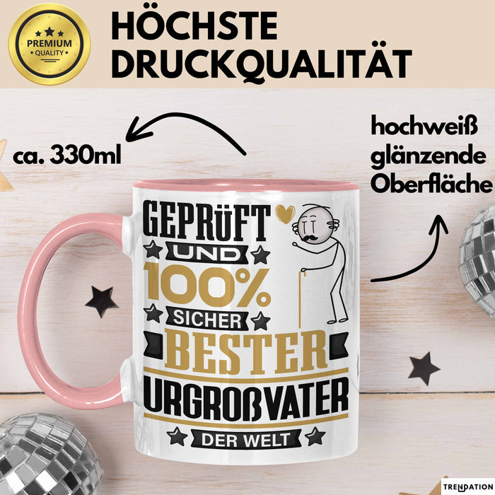 Urgroßvater Geschenk Lustiger Spruch für Urgroßvater Geschenkidee Bester Urgroßvater Der Welt Rosa Trendation
