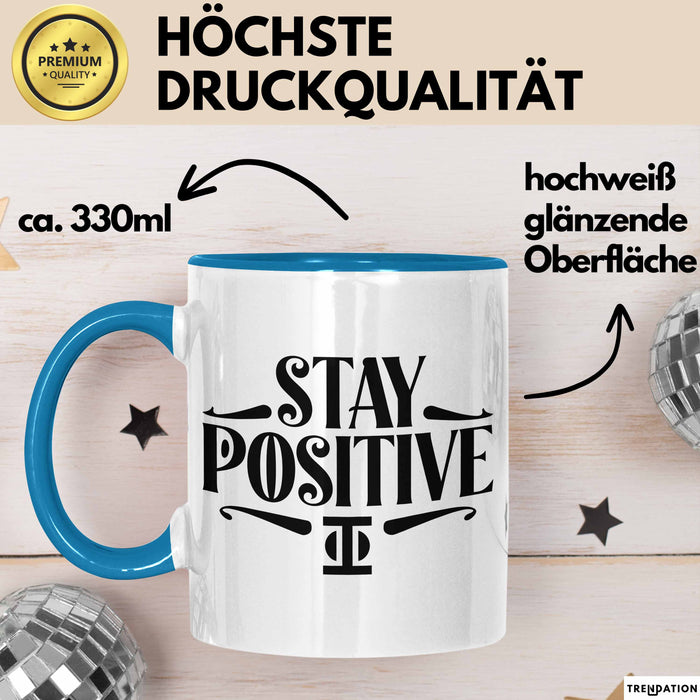 Mathematiklehrer Unterricht Tasse Geschenk Lustige Geschenkidee Spruch Bleib Positiv Blau Trendation