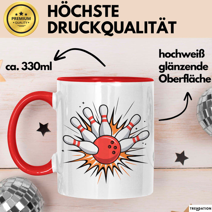 Bowling Fan Tasse Geschenkidee für Kegelzerstörer Rot Trendation