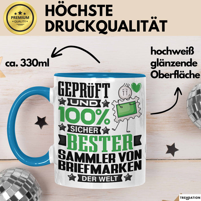 SammlervonBriefmarken Geschenk Lustiger Spruch für SammlervonBriefmarken Geschenkidee Bester SammlervonBriefmarken Der Welt Blau Trendation