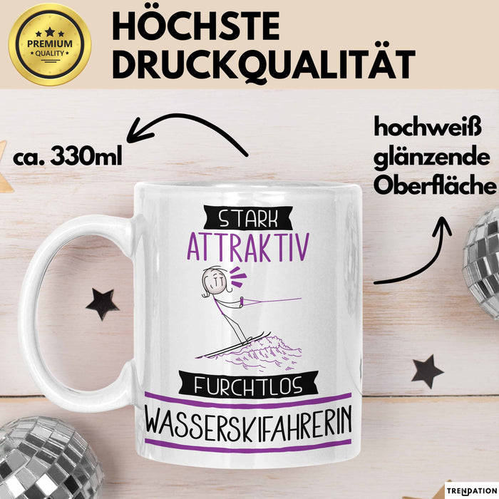 Wasserskifahrerin Tasse Geschenk Becher Stark Attraktiv Furchtlos Wasserskifahrerin Lustige Geschenkidee Weiß Trendation