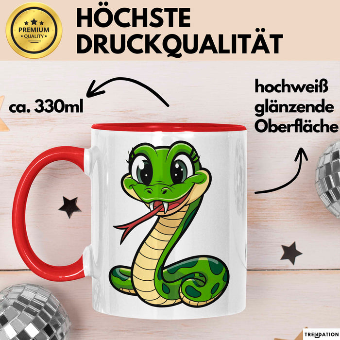 Reptil Schlange Tier Tasse Geschenk Lustige Geschenkidee Spruch Rot Trendation