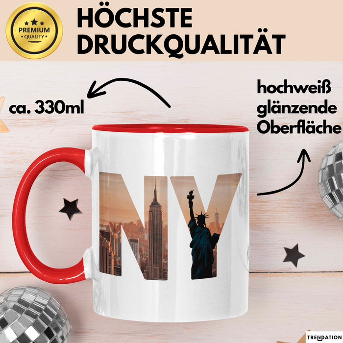 New York City USA Tasse Geschenk Lustige Geschenkidee Spruch Rot Trendation