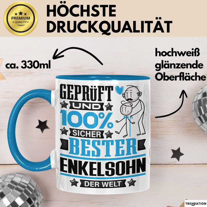 Enkelsohn Geschenk Lustiger Spruch für Enkelsohn Geschenkidee Bester Enkelsohn Der Welt Blau Trendation
