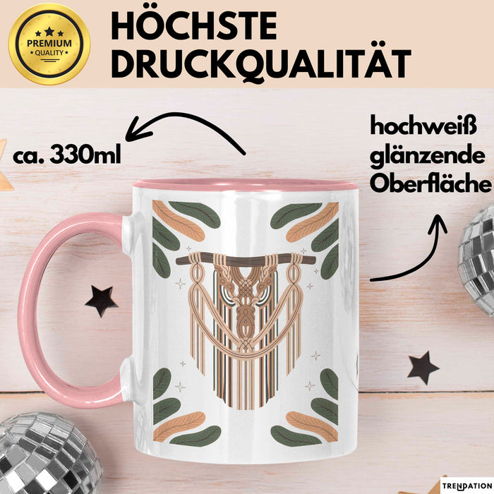 Makramee Liebhaber Tasse Geschenk Lustige Geschenkidee Spruch Für Faser Kunst Fans Rosa Trendation