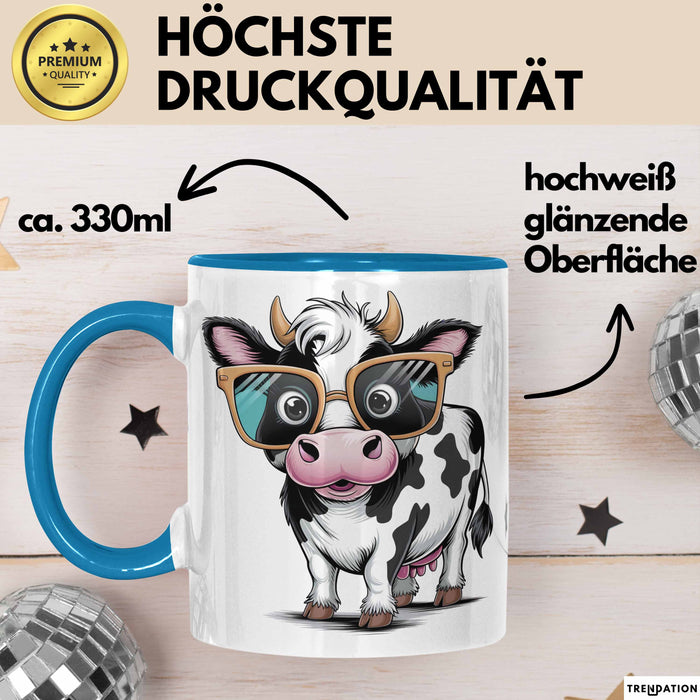 Kuh Liebhaber Tasse Geschenkidee für Bauernhoftier Fans Blau Trendation