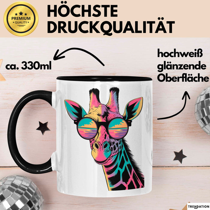 Giraffe Mit Sonnenbrille Tasse Geschenk Lustige Geschenkidee Spruch Schwarz Trendation