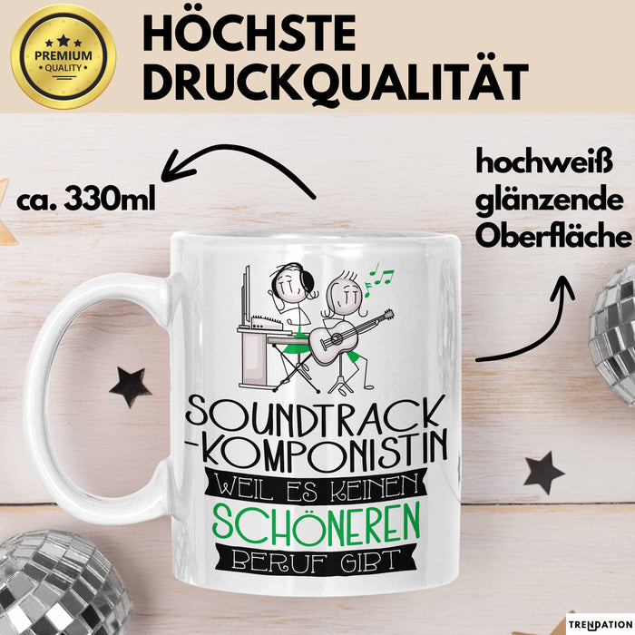 Soundtrack-Komponistin Weil Es Keinen Schöneren Beruf Gibt Tasse Geschenk für Eine Soundtrack-Komponistin Lustig Weiß Trendation