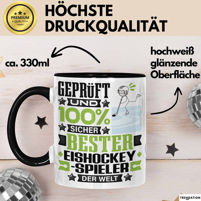 Eishockeyspieler Geschenk Lustiger Spruch für Eishockeyspieler Geschenkidee Bester Eishockeyspieler Der Welt Schwarz Trendation