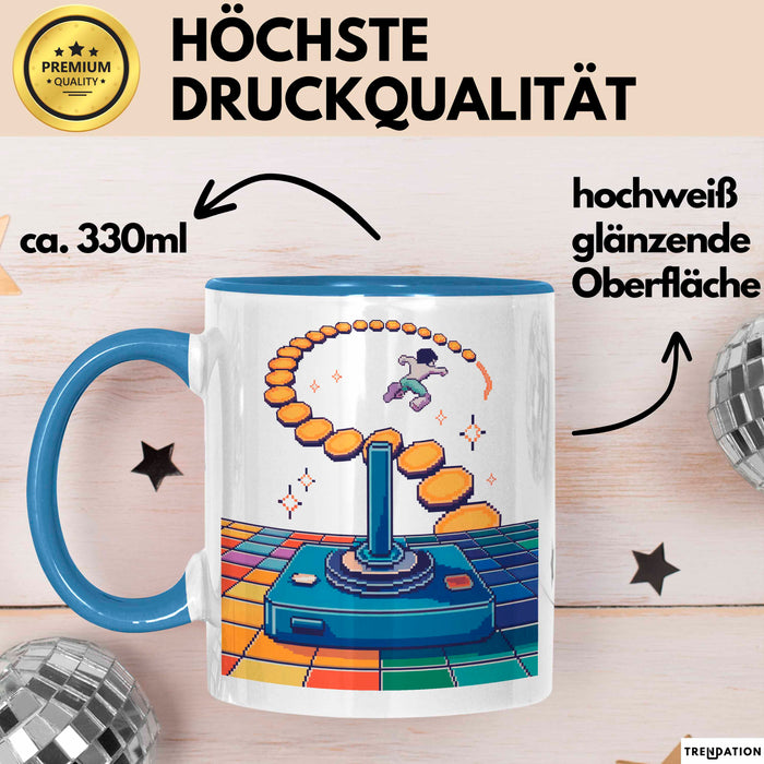 Retro Gamer Tasse Geschenk Lustige Geschenkidee Spruch Für Oldschool Spieler Blau Trendation
