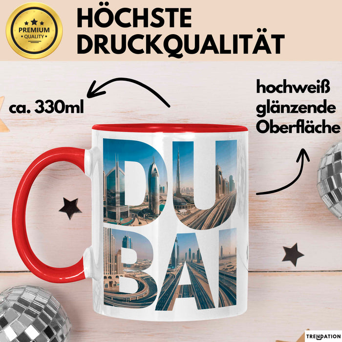 Dubai VAE Tasse Geschenk Lustige Geschenkidee Spruch Rot Trendation