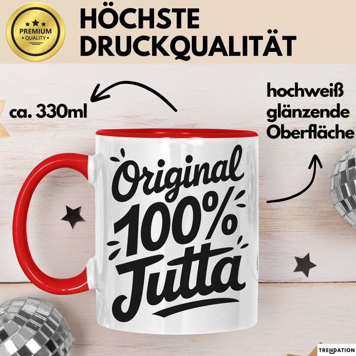 Jutta Tasse Geschenk Original 100% Jutta Geschenkidee Geburtstag Rot Trendation
