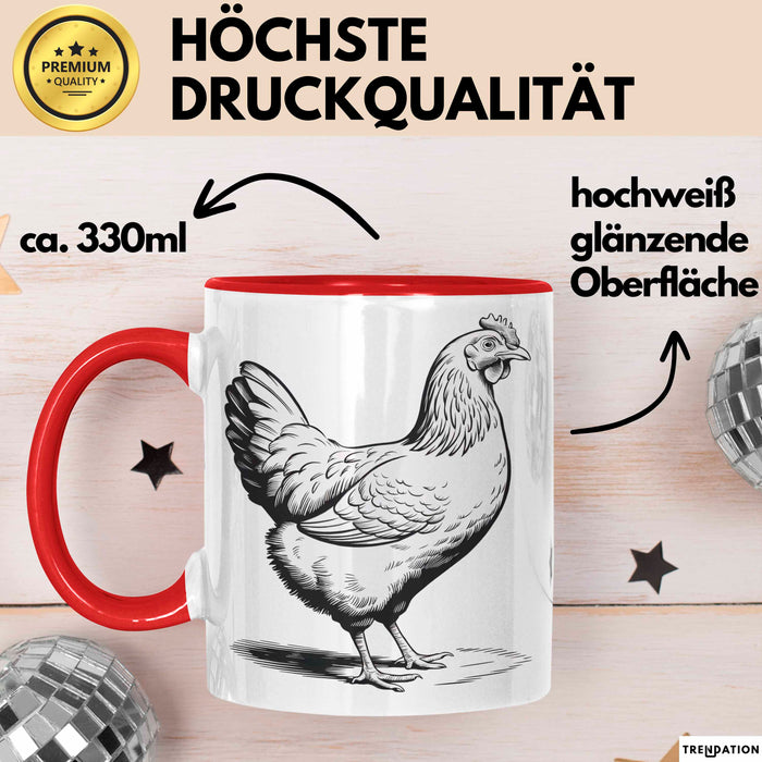 Huhn Tier Bauer Tasse Becher Geschenk Lustige Geschenkidee Spruch Rot Trendation