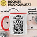 Papa Vatertag Tasse Becher Geschenk Lustige Geschenkidee Spruch Man Braucht Keine Haare Um Ein Super Papa Zu Sein Rot Trendation
