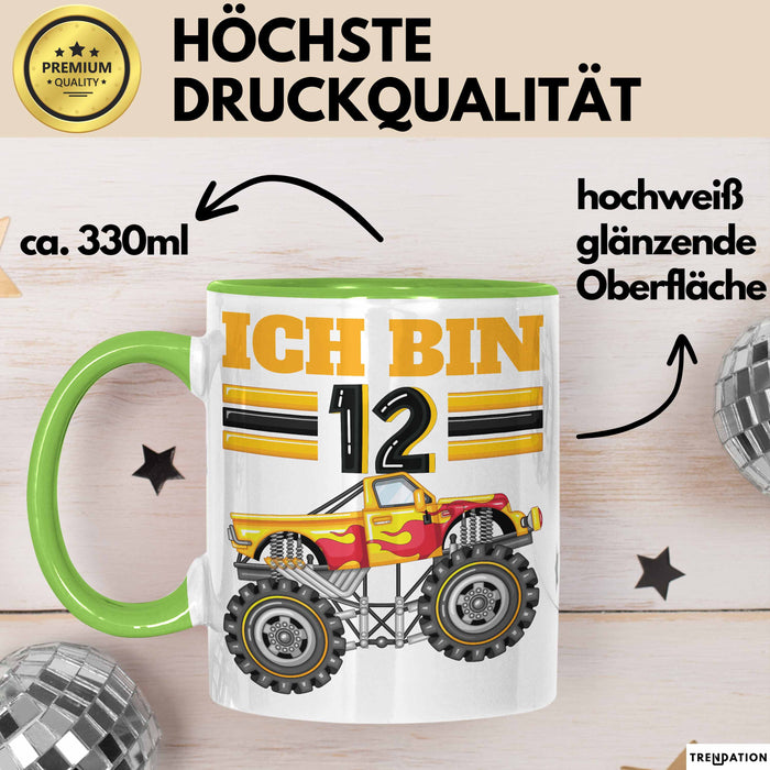 12. Geburtstag Geschenk Tasse Becher Jungs Trucks Geburtstagsgeschenk Ich Bin 12 Grün Trendation