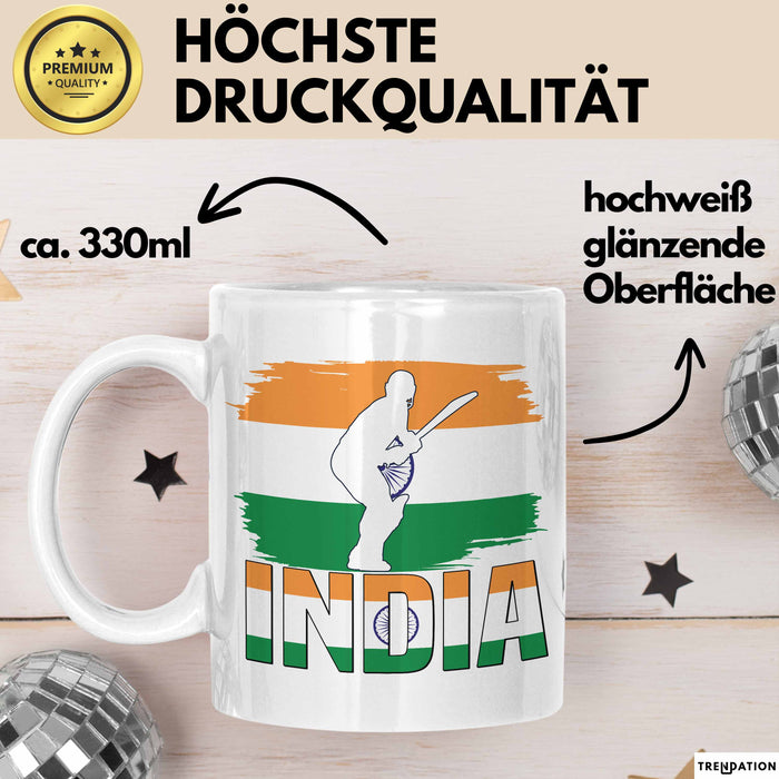 Indien Tasse Geschenk Cricket Indische Cricket-Fans Geschenkidee Weiß Trendation
