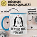 Romantisches Paar Jahrestagsfeier Tasse Geschenk Lustige Geschenkidee Spruch Lass Uns Das Für Immer Machen Pinguine Blau Trendation