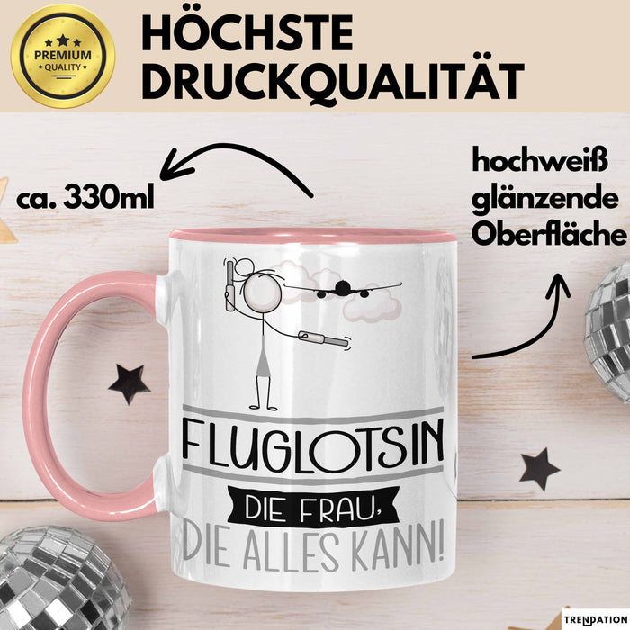 Fluglotsin Geschenk Tasse Becher Die Frau Die Allen Kann Geschenkidee für eine Fluglotsin Lustig Rosa Trendation