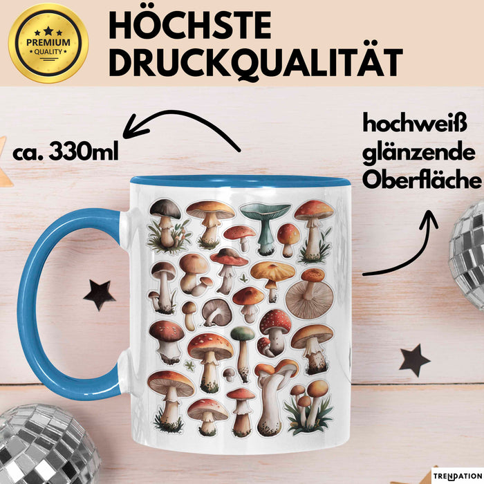 Pilzliebhaber Tasse Geschenkidee Pilz Fan Geschenkidee Lustig Blau Trendation