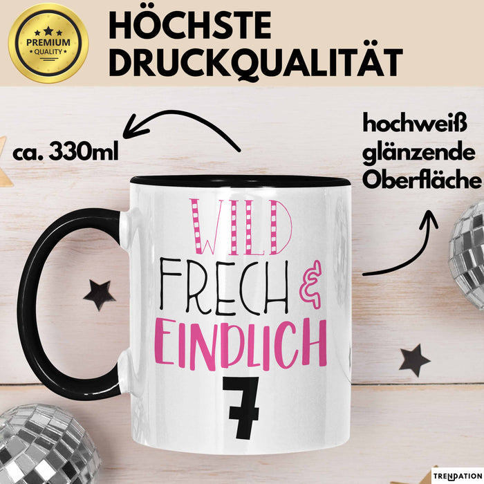 Tasse Wild Frech Und Einzigartig 7 Geschenk für Kinder 7. Geburtstag Jungs Schwarz Trendation