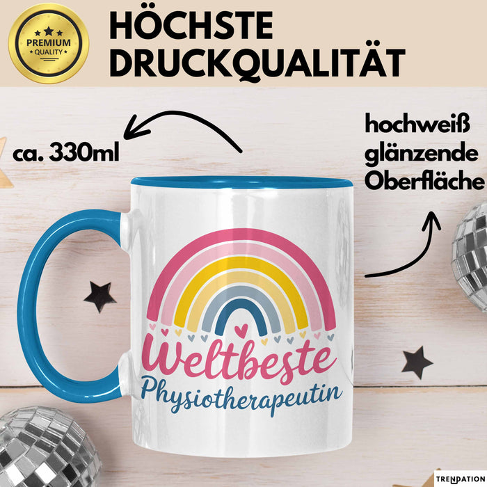 Physiotherapeut Physiotherapie Tasse Geschenk Lustige Geschenkidee Spruch Weltbeste Physiotherapeutin Blau Trendation