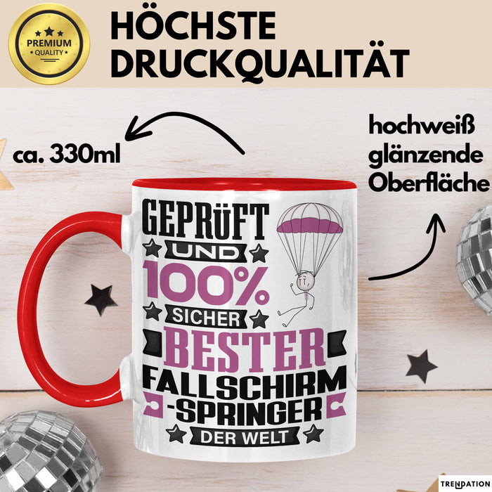 Fallschirmspringer Geschenk Lustiger Spruch für Fallschirmspringer Geschenkidee Bester Fallschirmspringer Der Welt Rot Trendation