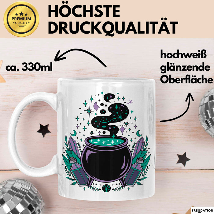 Hexerei Fan Tasse Geschenkidee für Zauberspruch Liebhaber Weiß Trendation