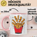 Fast Food Fan Tasse Geschenkidee Burger und Pommes Liebhaber Rosa Trendation