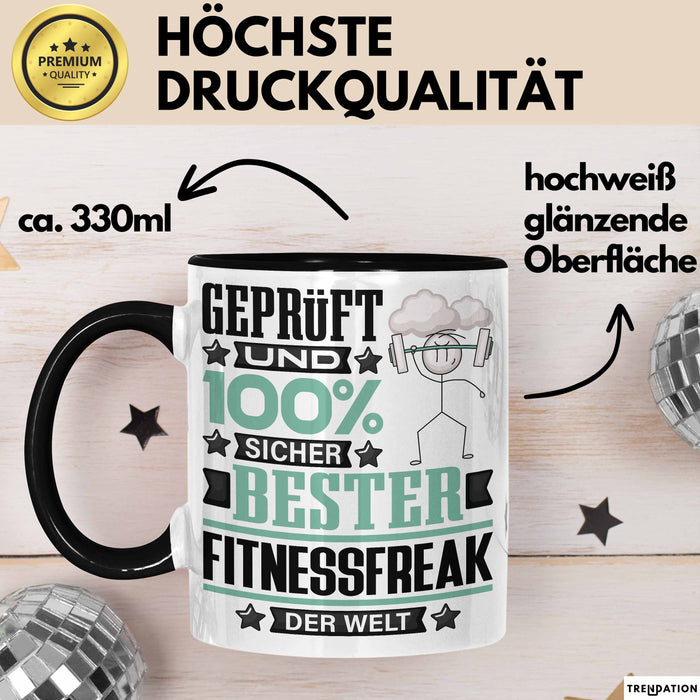 Fitnessfreak Geschenk Lustiger Spruch für Fitnessfreak Geschenkidee Bester Fitnessfreak Der Welt Schwarz Trendation
