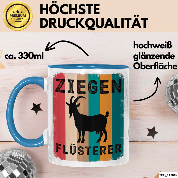 Ziegenbauer Ziegen Tier Tasse Geschenk Lustige Geschenkidee Spruch Ziegen Flüsterer Blau Trendation
