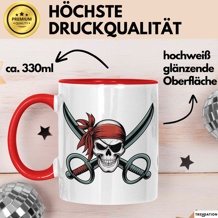 Piraten Fan Tasse Geschenkidee für Ahoy Abenteuerliebhaber Rot Trendation