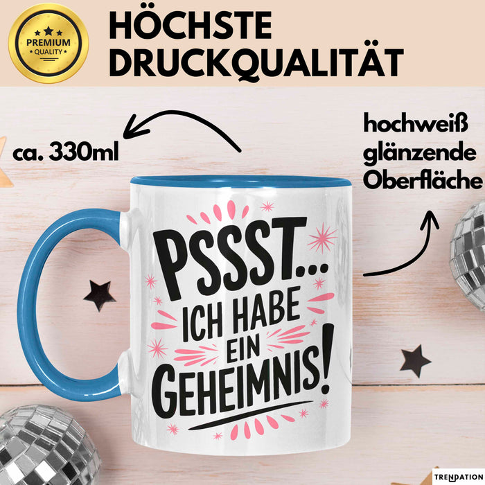 Big Sister Ältere Geschwister Schwestern Tasse Becher Geschenk Lustige Geschenkidee Spruch Ich Habe Ein Geheimnis Blau Trendation
