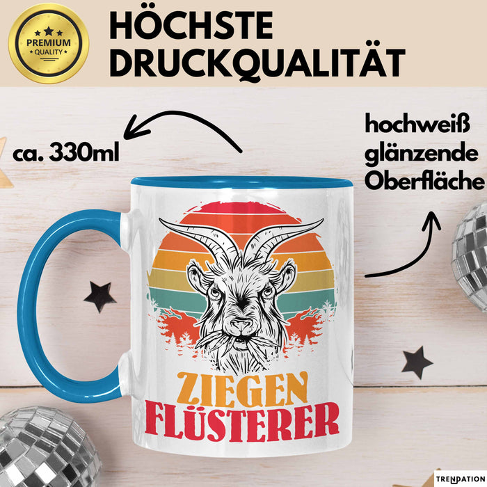 Ziegen Hirte Geschenk Tasse Ziegen Flüsterer Geschenkidee Ziegen-Liebhaber Kaffee-Becher Blau Trendation