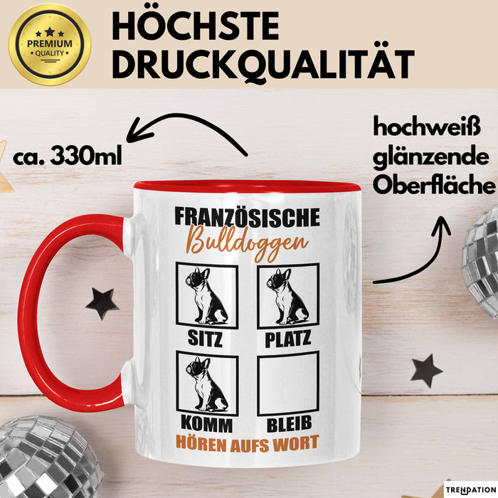 Bulldoggen Hören Aufs Wort Tasse Geschenk Bulldoggen Besitzer Mama Becher Rot Trendation