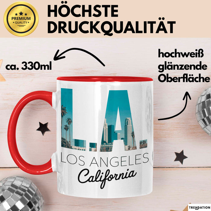 Los Angeles LA Kalifornien USA Tasse Becher Geschenk Lustige Geschenkidee Spruch Rot Trendation
