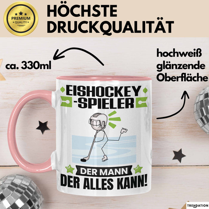 Eishockeyspieler Tasse Geschenk für Eishockeyspieler Der Mann Der Alles Kann Geschenkidee zum Geburtstag Rosa Trendation