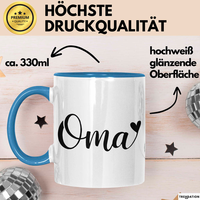 Oma Großmutter Tasse Becher Geschenk Lustige Geschenkidee Spruch Oma Blau Trendation