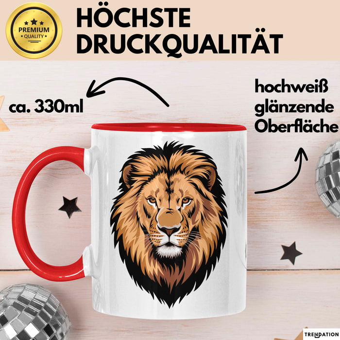 Löwe Sternzeichen Löwe Tasse Geschenk Lustige Geschenkidee Spruch Rot Trendation