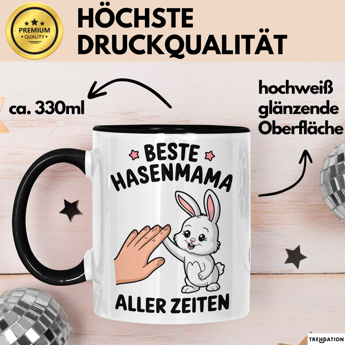 Kaninchen Hase Tierliebhaber Tasse Geschenk Lustige Geschenkidee Spruch Beste Hasenmama Aller Zeiten Schwarz Trendation