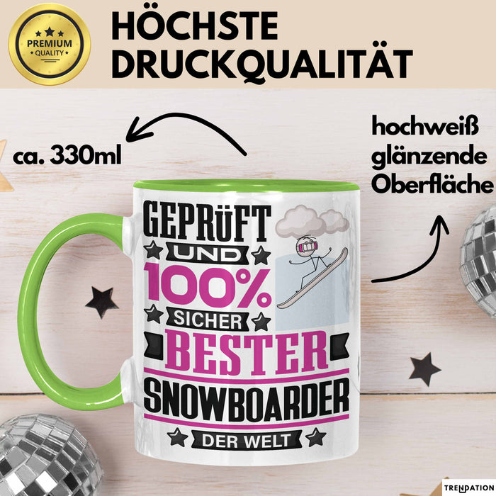 Snowboarder Geschenk Lustiger Spruch für Snowboarder Geschenkidee Bester Snowboarder Der Welt Grün Trendation