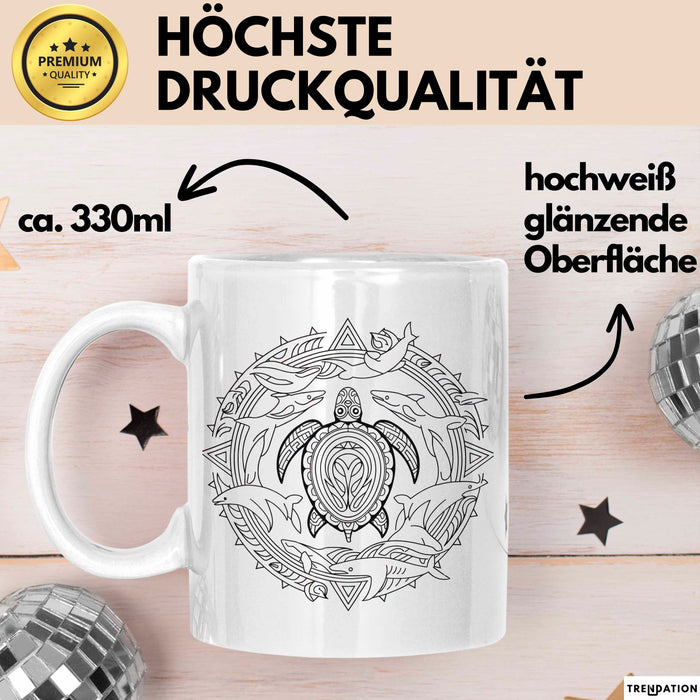 Delfin Tierliebhaber Tasse Geschenk Lustige Geschenkidee Spruch Schildkröte Orca Delfin Weiß Trendation