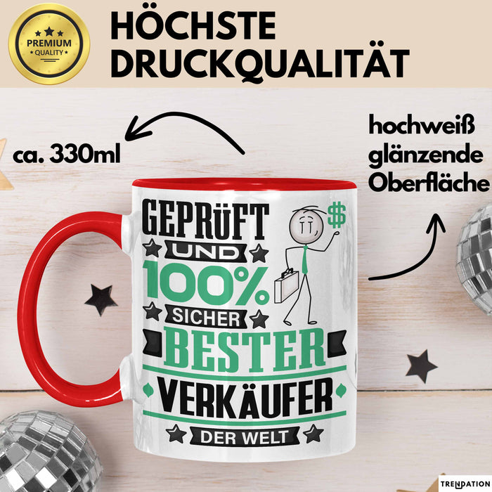 Verkäufer Geschenk Lustiger Spruch für Verkäufer Geschenkidee Bester Verkäufer Der Welt Rot Trendation