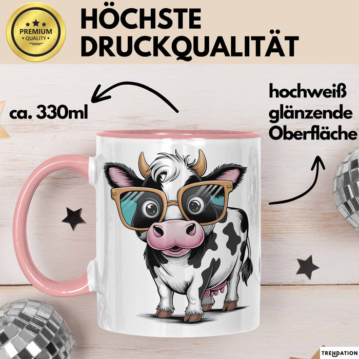 Kuh Liebhaber Tasse Geschenkidee für Bauernhoftier Fans Rosa Trendation