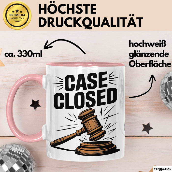 Richter Tasse Geschenkidee Fall abgeschlossen Gericht Held Geschenkidee Lustig Rosa Trendation